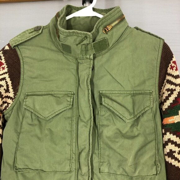 Ralph Lauren Denim &‎ Supply Field Jacket Military Green & Aztec Knit Sz XS - Picture 3 of 15